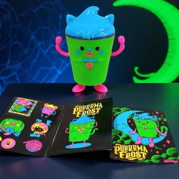 New NEON Wendy's 2025 Frosty Frights Variant Purrma Frost Kids Meal Toy A22 - Picture 1 of 4